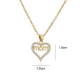 Gifts for mom gold heart shape copper with real 18K gold crystal name jewelry mom necklace